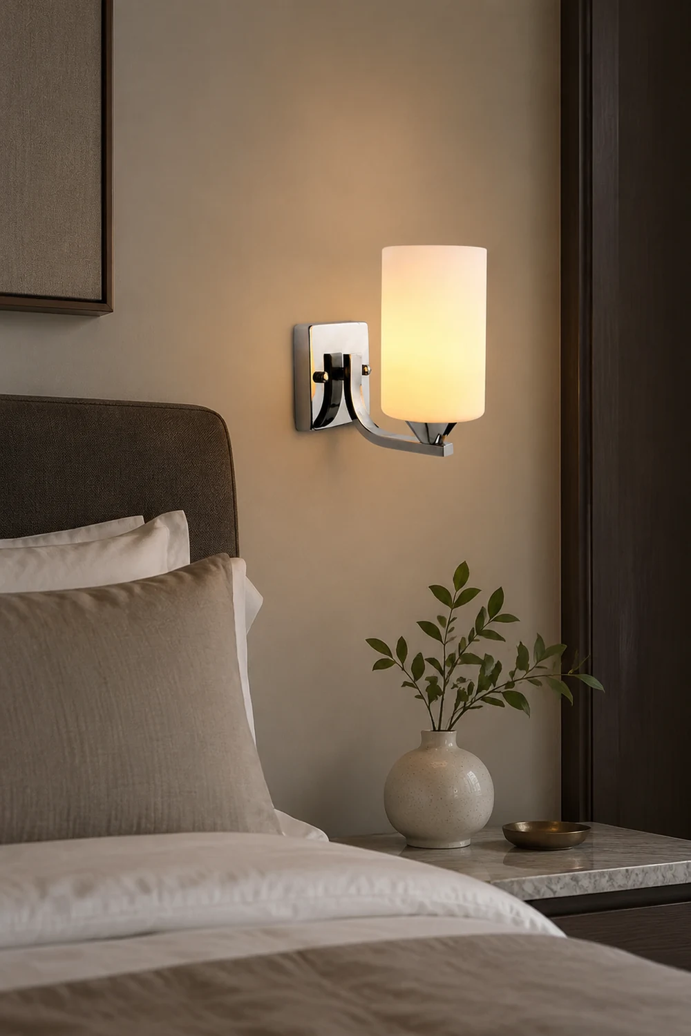 Eryn Minimalism Cylindrical Metal Glass Art Vanity Wall Lamp, Black/Chrome - Lumpaz