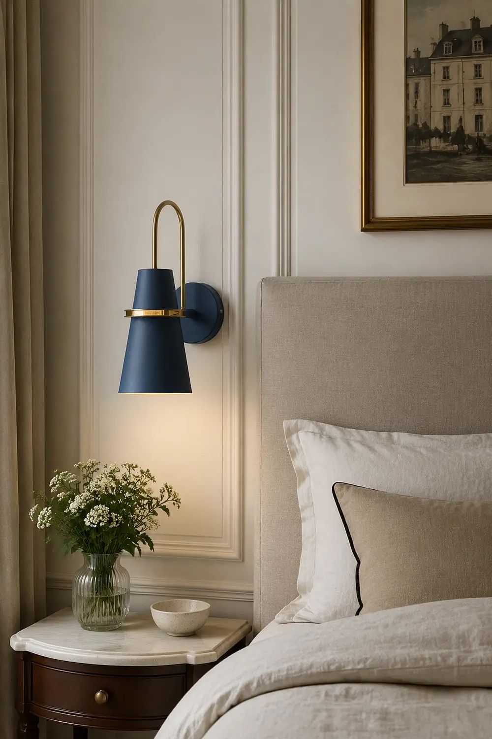 Morandi Modern Cone Metal Wall Lamp, Black/White/Blue - Lumpaz