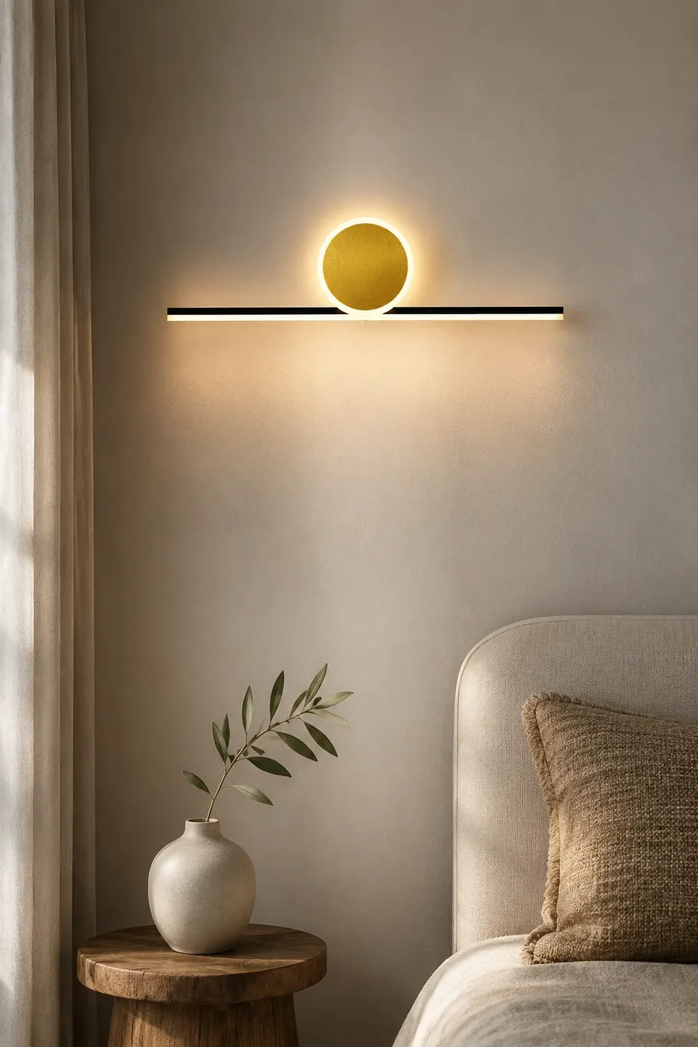 Emyr Modern Simple Circular Line Gold Acrylic Wall Lamp - Lumpaz