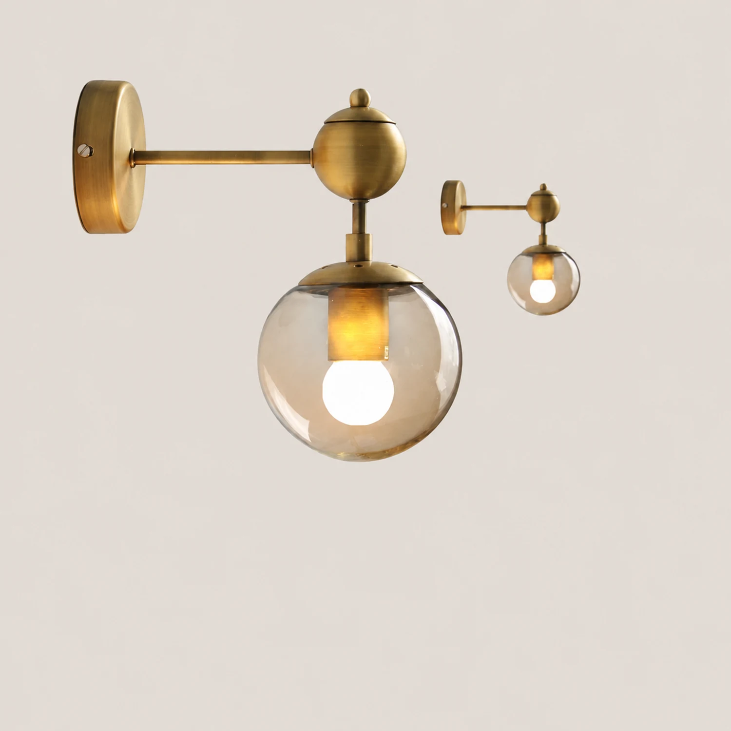 Valentina Globe Glass Vanity Wall Light, Black/Gold, Bedroom - Lumpaz