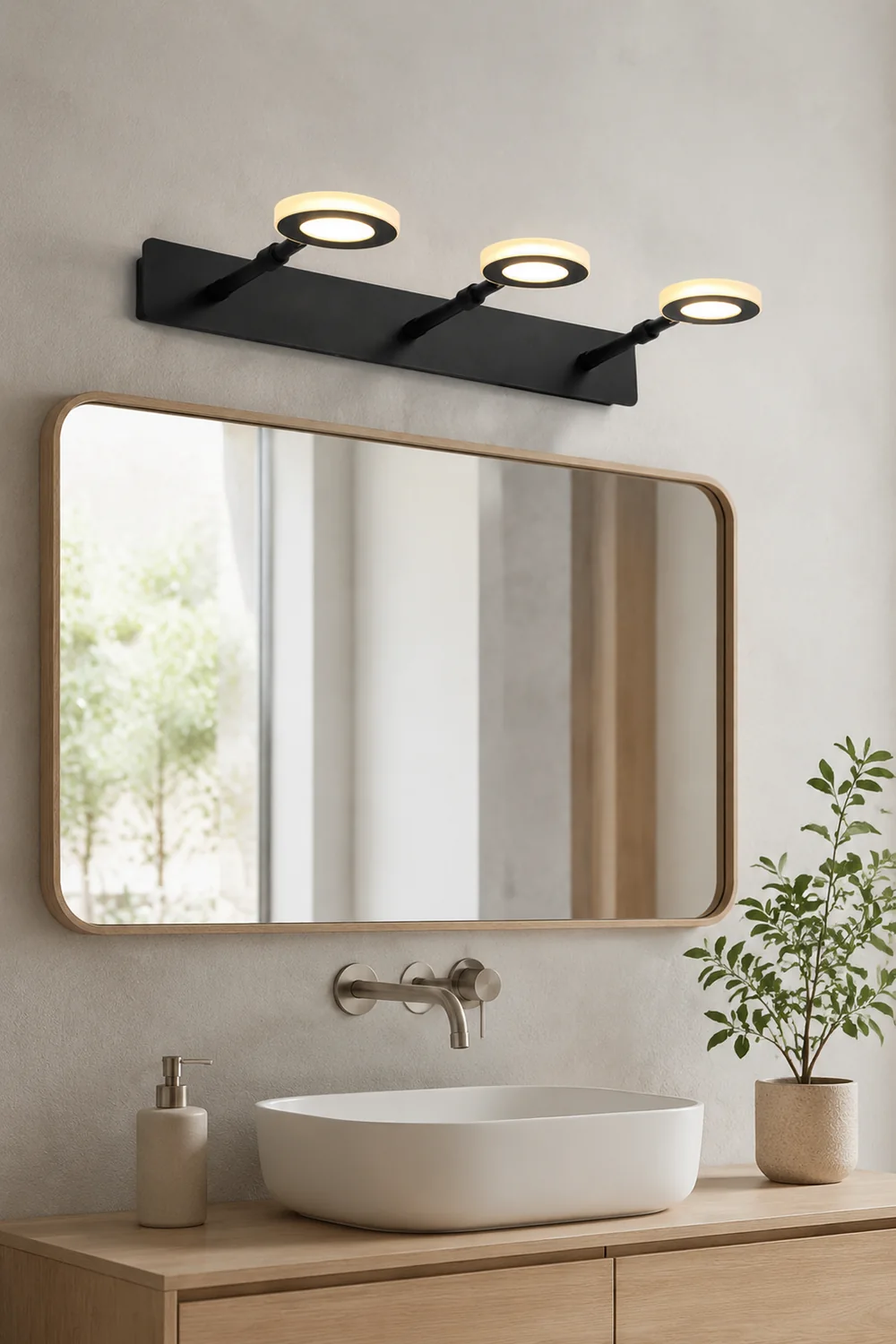 Leigh Nordic Round Vanity Wall Lamp, Black, Bathroom - Lumpaz