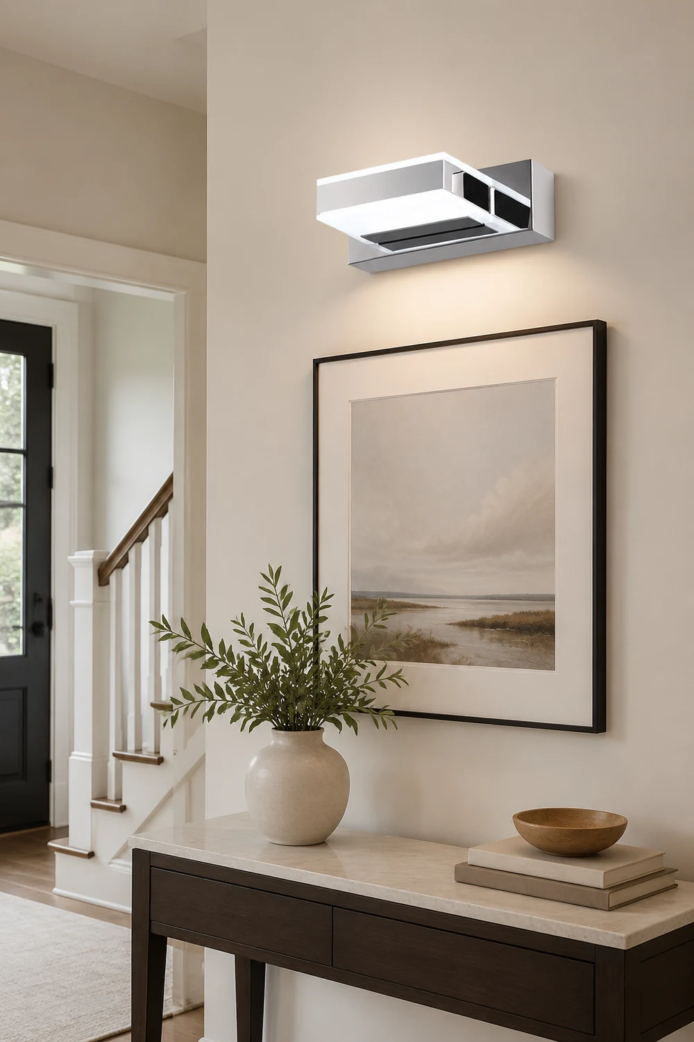 Leigh Modern Square  Acrylic Mirror Front Vanity Wall Lamp , Chrome - Lumpaz