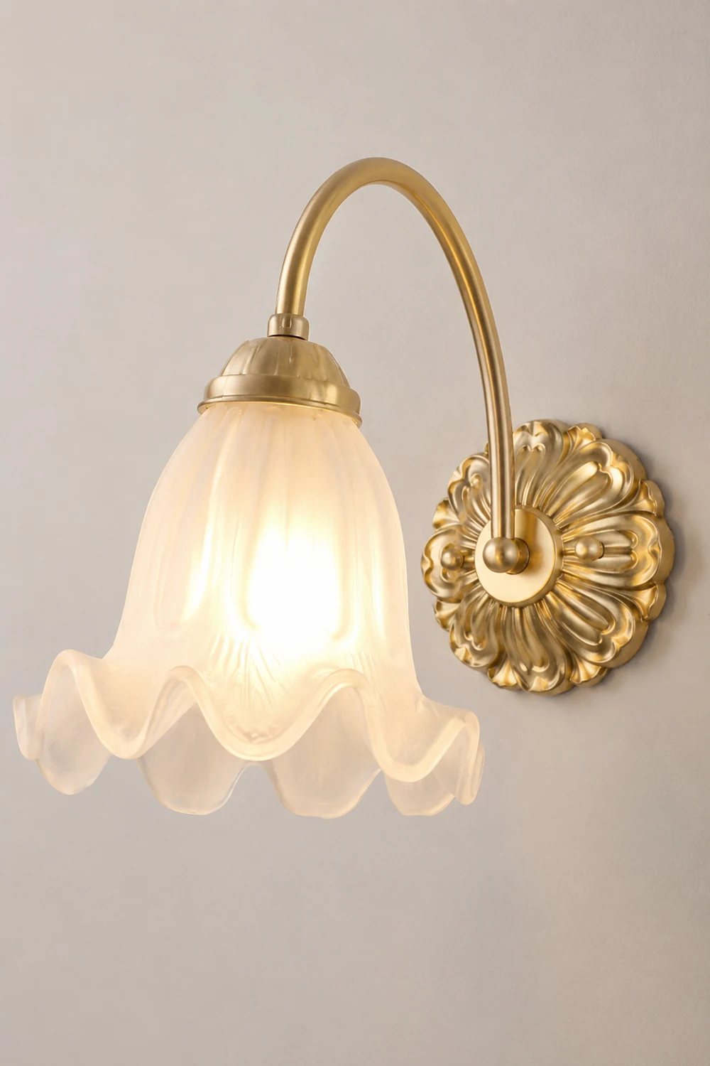 Bella Retro LED Wall Lamp Indoor Gold Metal Glass Bedroom Balcony - Lumpaz