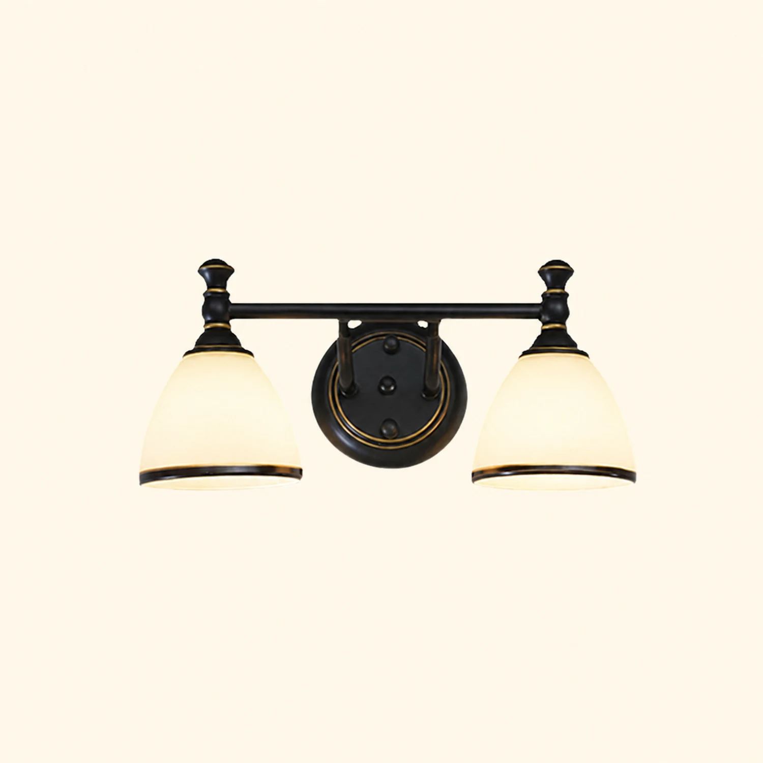 Eryn Vintage Black Classical Vanity Wall Lamp, Metal/Glass - Lumpaz