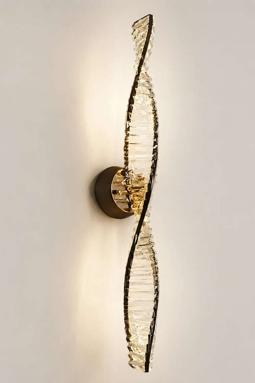 Kristy Vanity DNA Metal/Crystal Wall Lamp, Black/Gold - Lumpaz