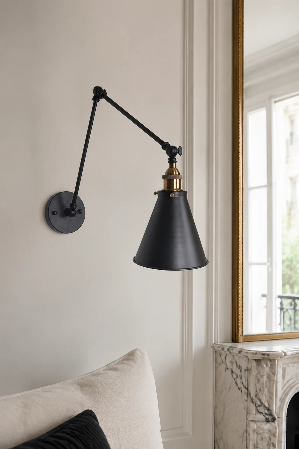 Brady Wall Lamp Minimalist, Tapered Adjustable Metal, 2-Color, Living Room - Lumpaz