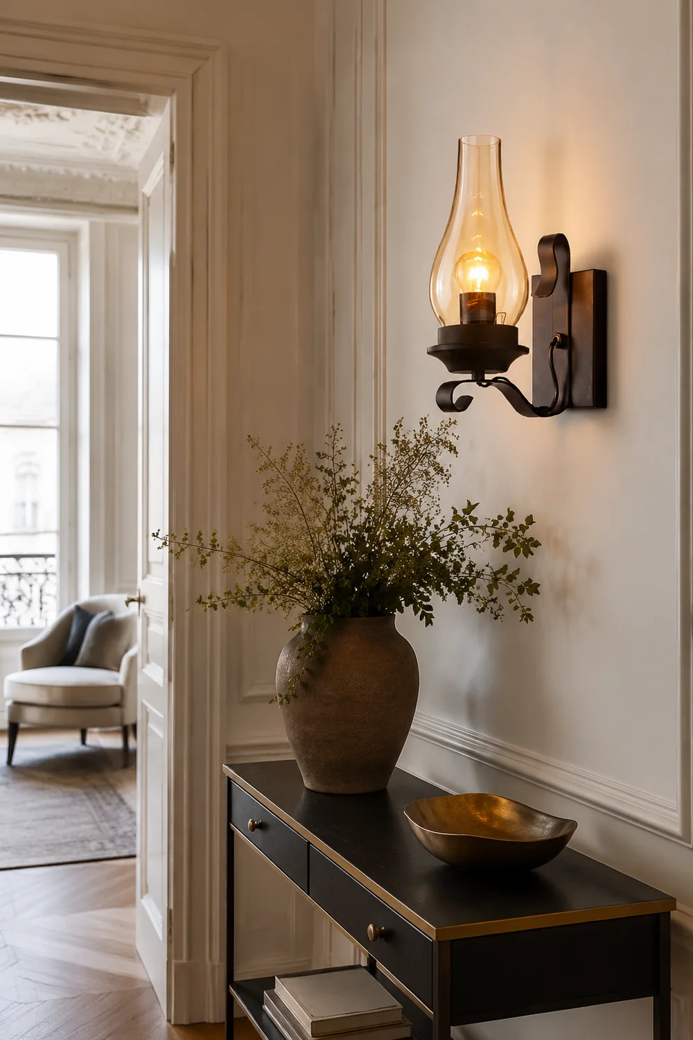 Alessio Vintage Candle Wood Metal Wall Lamp - Lumpaz