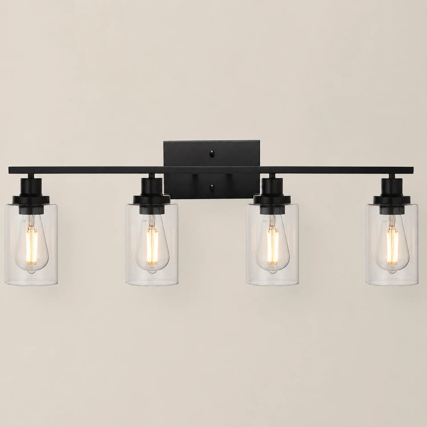 Alessio Modern Mirror Front Black Vanity Wall Lamp, Metal/Glass - Lumpaz