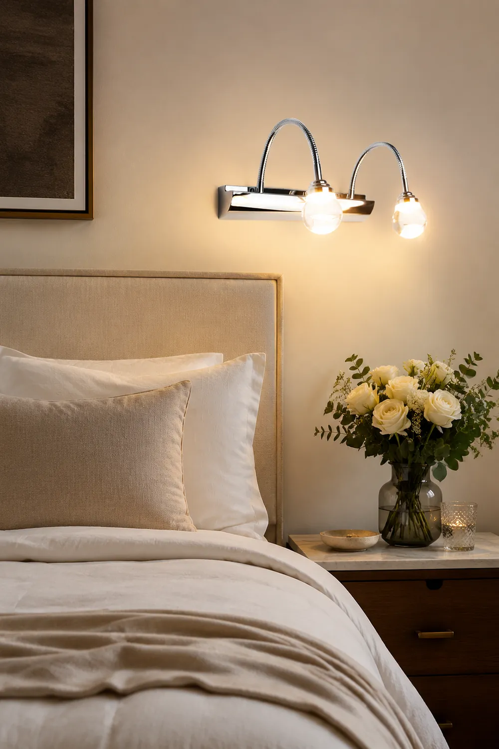 Leigh Modern Curve Around Steel/Acrylic Wall Lamp, White - Lumpaz
