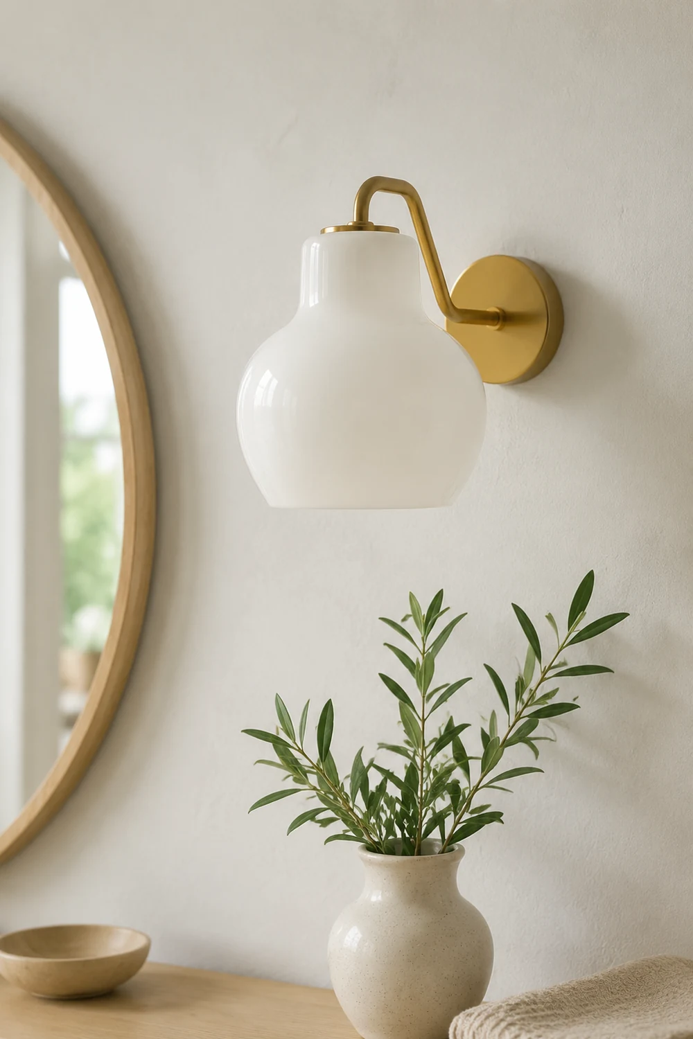 Lily Simple Dome Shape Vanity Wall Lamp, Metal/Glass - Lumpaz