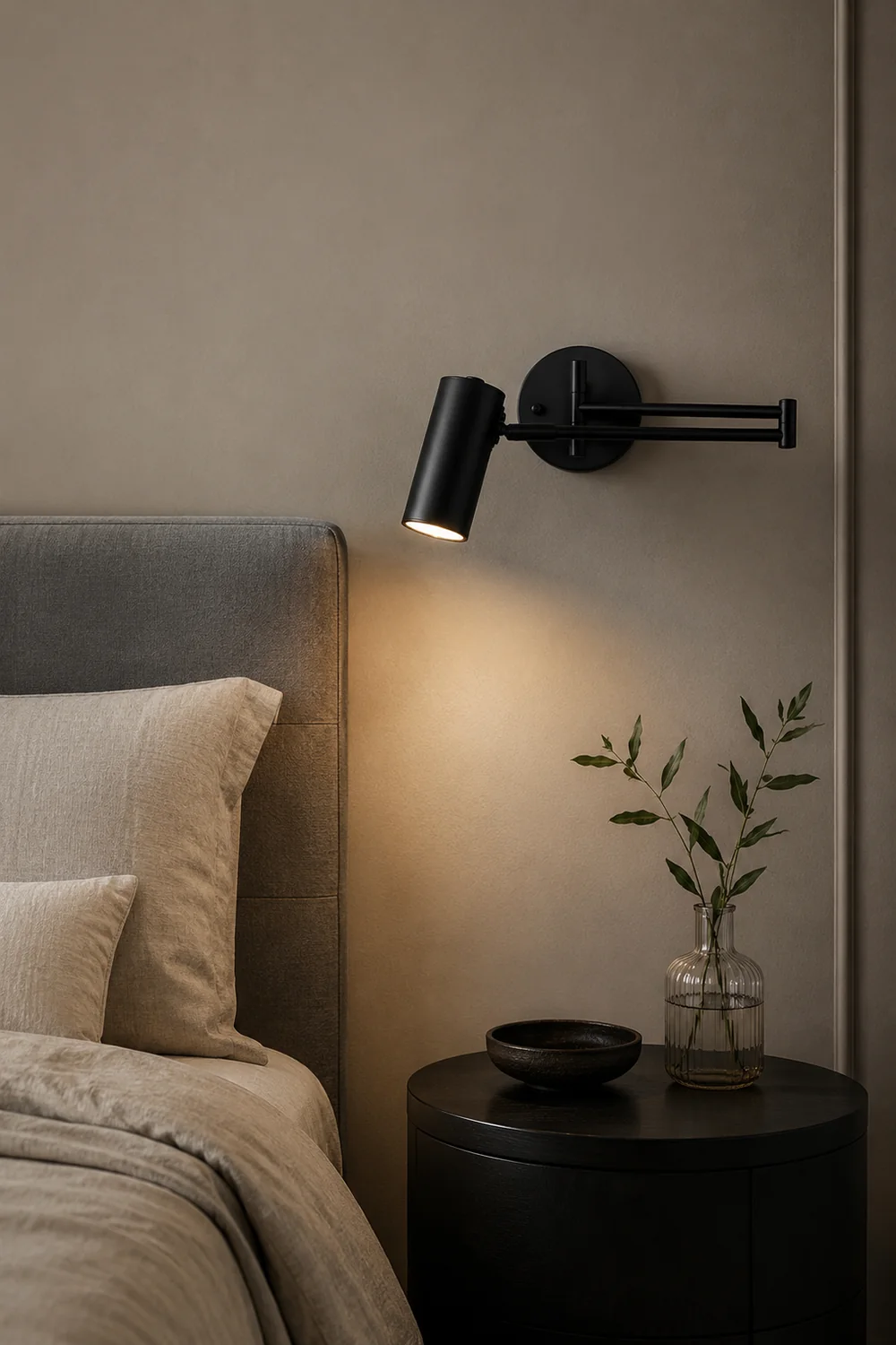 Brady Wall Lamp Cylindrical Adjustable Lamp Pole Metal Black, Living Room - Lumpaz