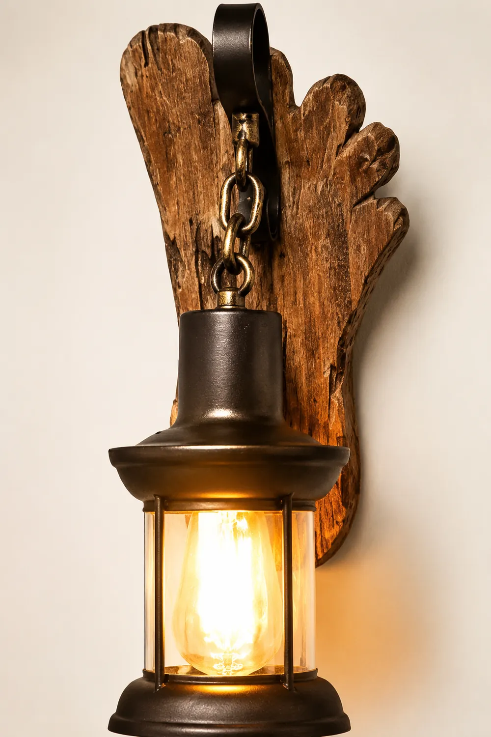 Austin Wall Lamp Foot Shape Vintage, Wood/Metal, Dining Room - Lumpaz