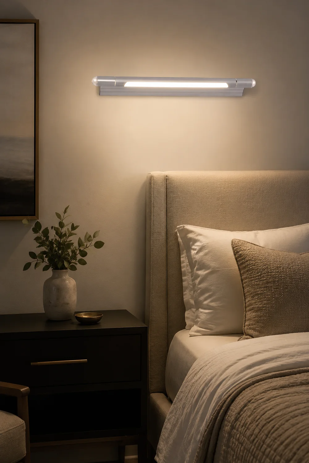 Edge Minimalist Linear Led Vanity Wall Lamp, Silver, Bathroom - Lumpaz
