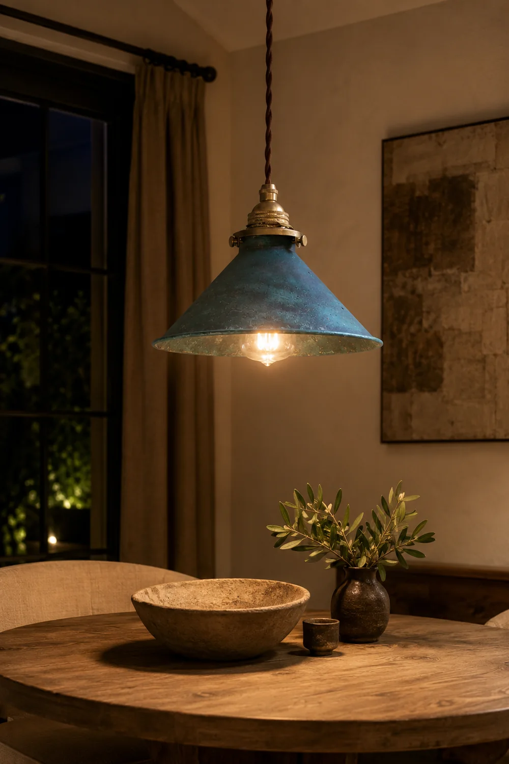 Alessio Vintage LED Rustic Pendant Light Metal Blue Kitchen Balcony - Lumpaz