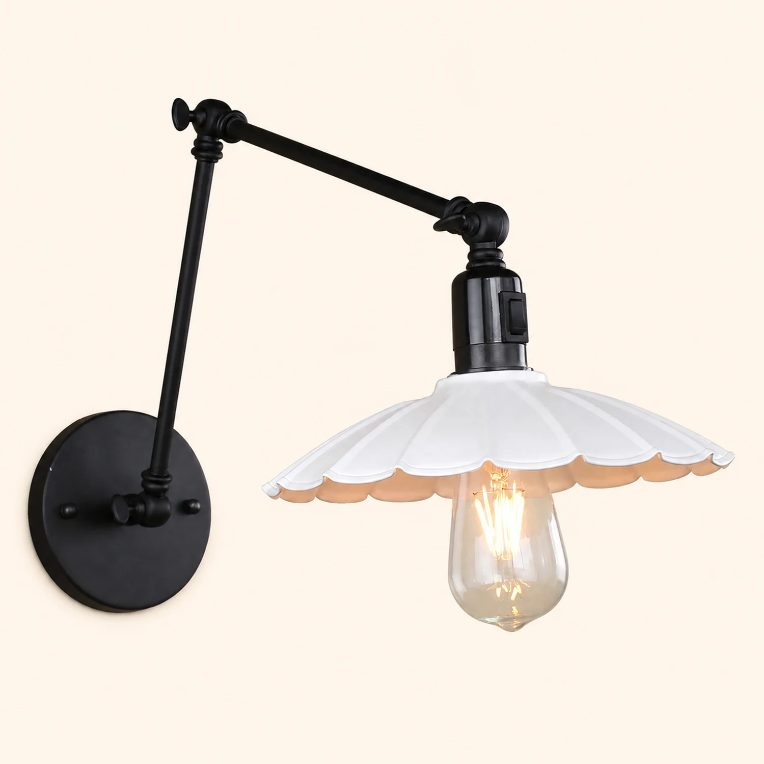 Brady Wall Lamp Creative Pleated Adjustable Metal, Black, Bedroom - Lumpaz