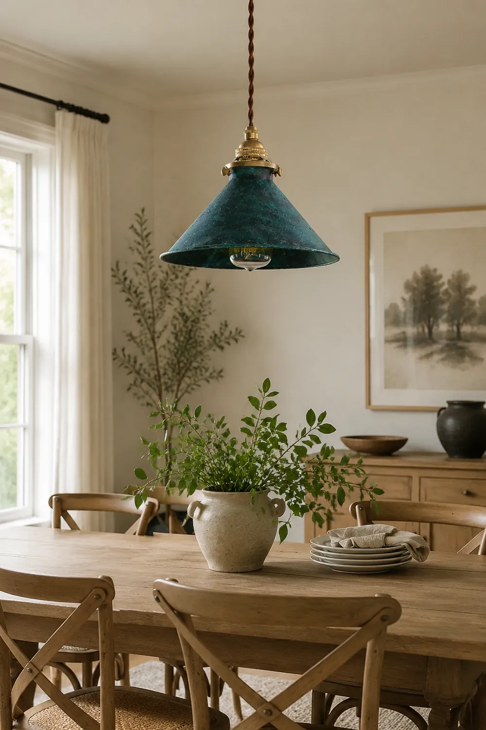 Alessio Vintage LED Rustic Pendant Light Metal Blue Kitchen Balcony - Lumpaz