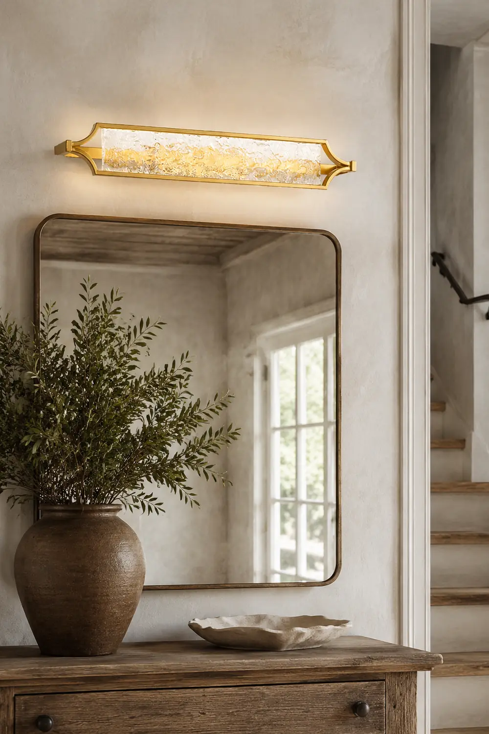 Leigh Wall Lamp Modern LED Mirror Front Vanity, White/Gold, Dining Room - Lumpaz