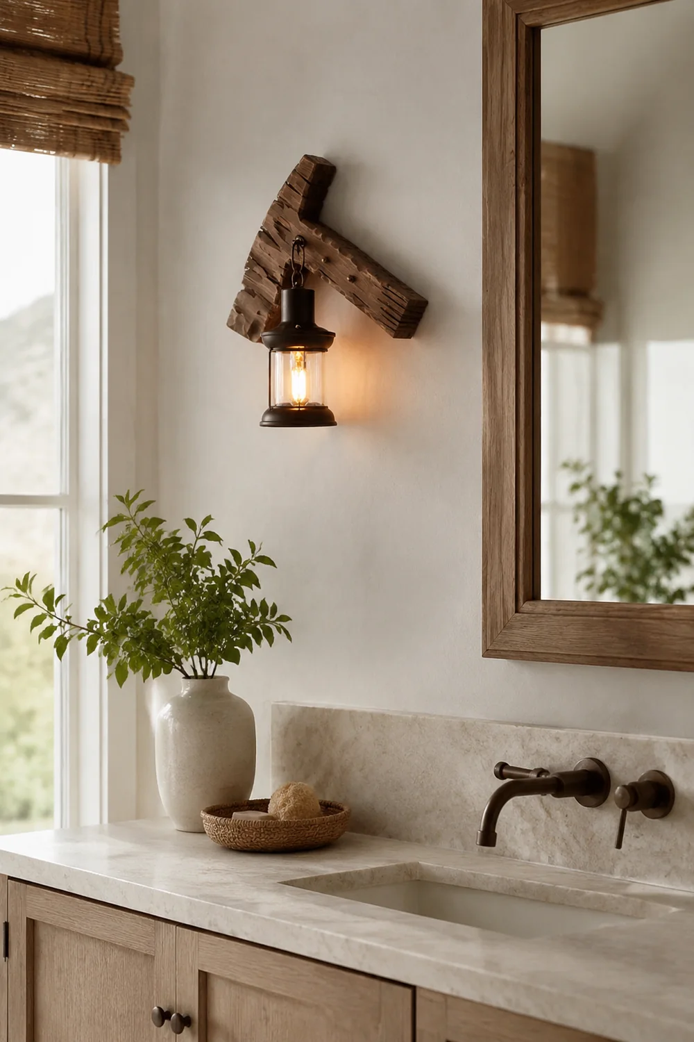 Austin Wall Lamp Hammer Shape Vintage, Wood/Metal, Living Room - Lumpaz