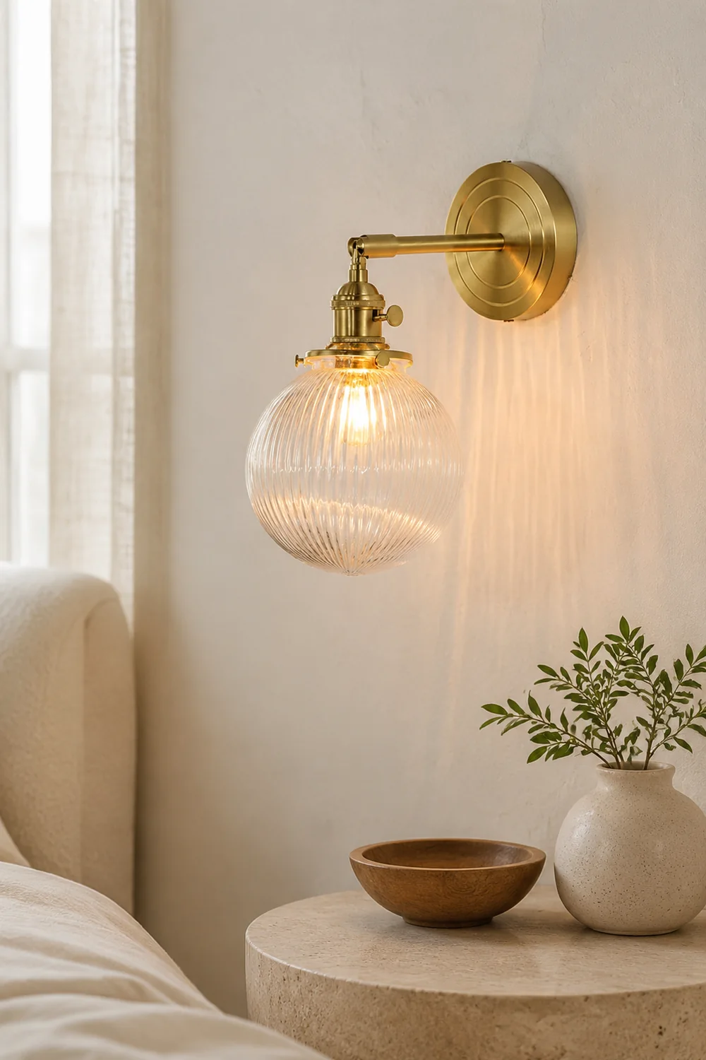 Hailie Luxury Globe/Flower Glass Vanity Wall Lamp, Gold, Bedroom - Lumpaz