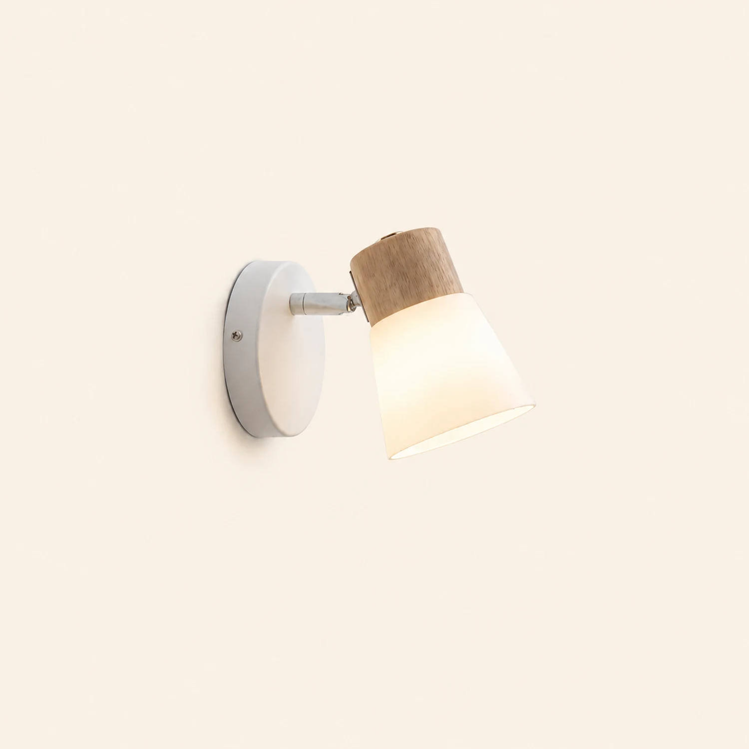 Ozawa Wall Lamp Nordic Vanity Mirror Front, Wood/Glass, White, Basement - Lumpaz