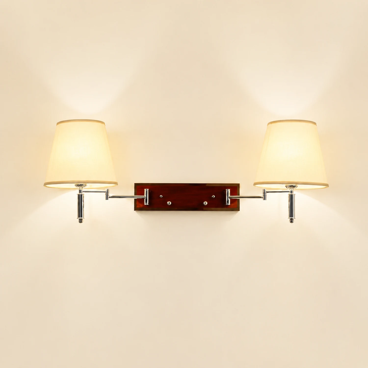 Carins Wall Lamp Dual Lamp Head Adjustable Fabric, 3-Color, Bedroom - Lumpaz