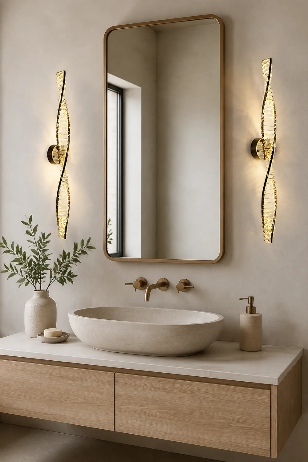 Kristy Vanity DNA Metal/Crystal Wall Lamp, Black/Gold - Lumpaz