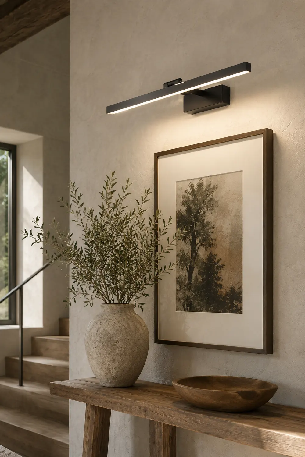 Edge Wall Lamp Linear Mirror Front Vanity, Black/White, Bathroom - Lumpaz