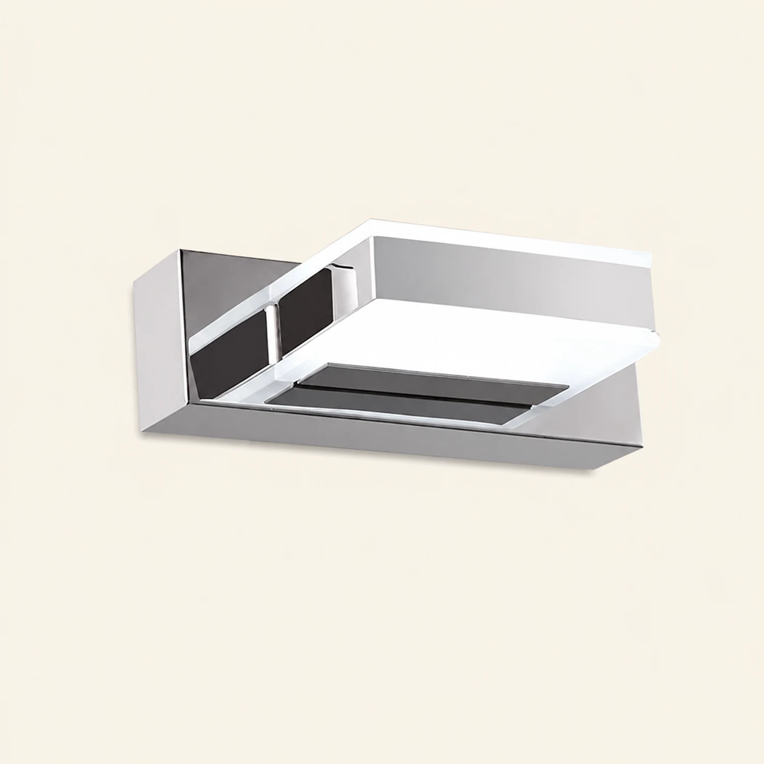 Leigh Modern Square  Acrylic Mirror Front Vanity Wall Lamp , Chrome - Lumpaz