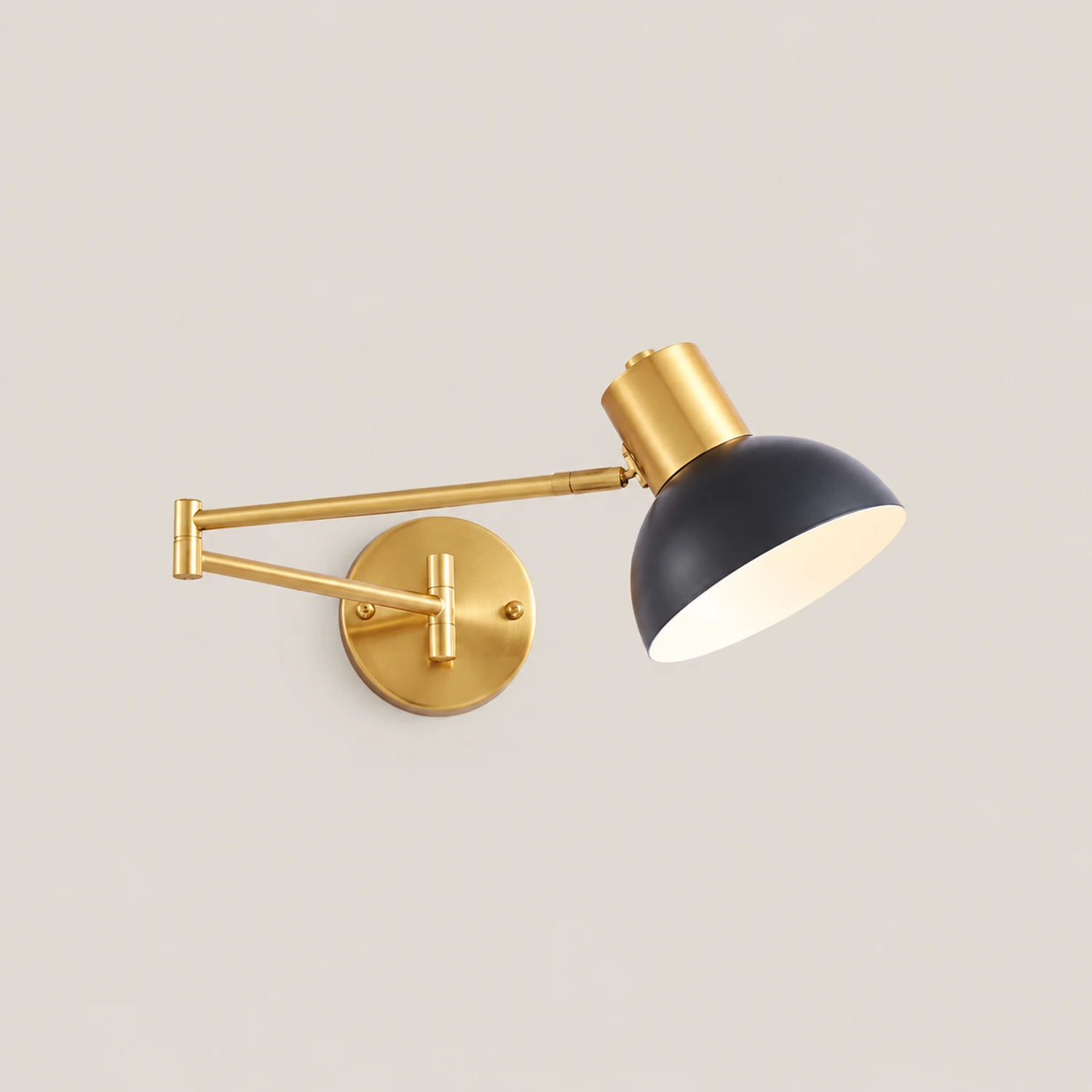 Freja Wall Lamp Modern, Metal Adjustable, Black/Gold, Bedroom - Lumpaz