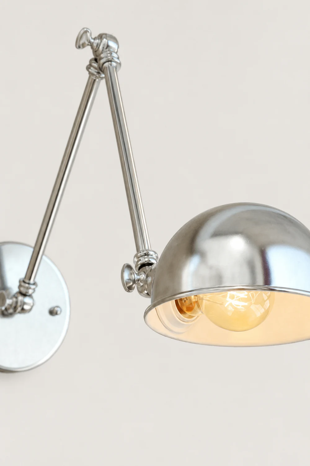 Brady Wall Lamp Dome Minimalist, Adjustable Metal, Silver, Bedroom - Lumpaz
