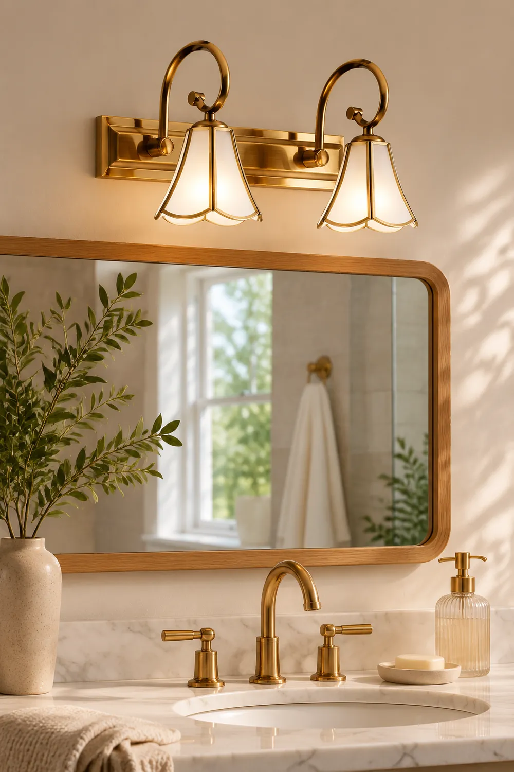 Félicie Wall Lamp Vintage Flower, Metal/Glass, Gold, Kitchen - Lumpaz