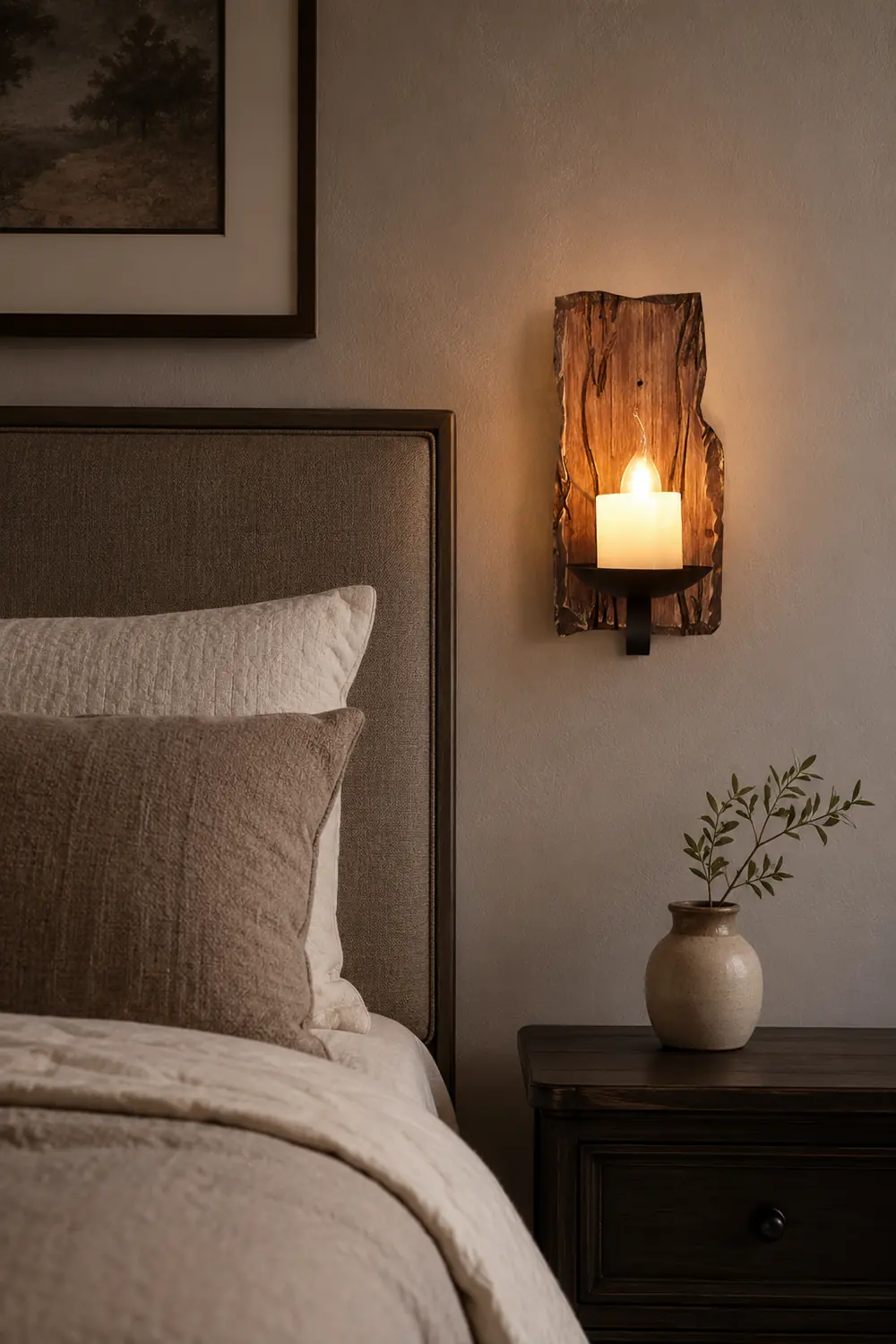 Austin Wall Lamp Rectangular Vintage, Wood/Metal, Bedroom - Lumpaz