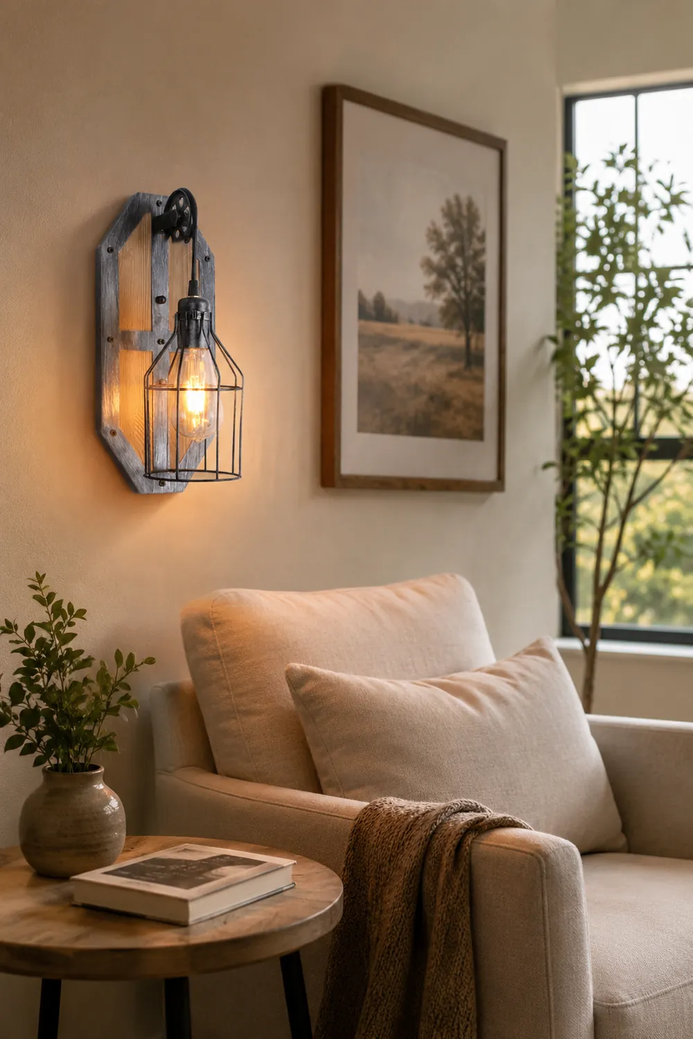 Austin Vintage Bird Cage Wood Metal Wall Lamp Dining Room/Bedroom - Lumpaz