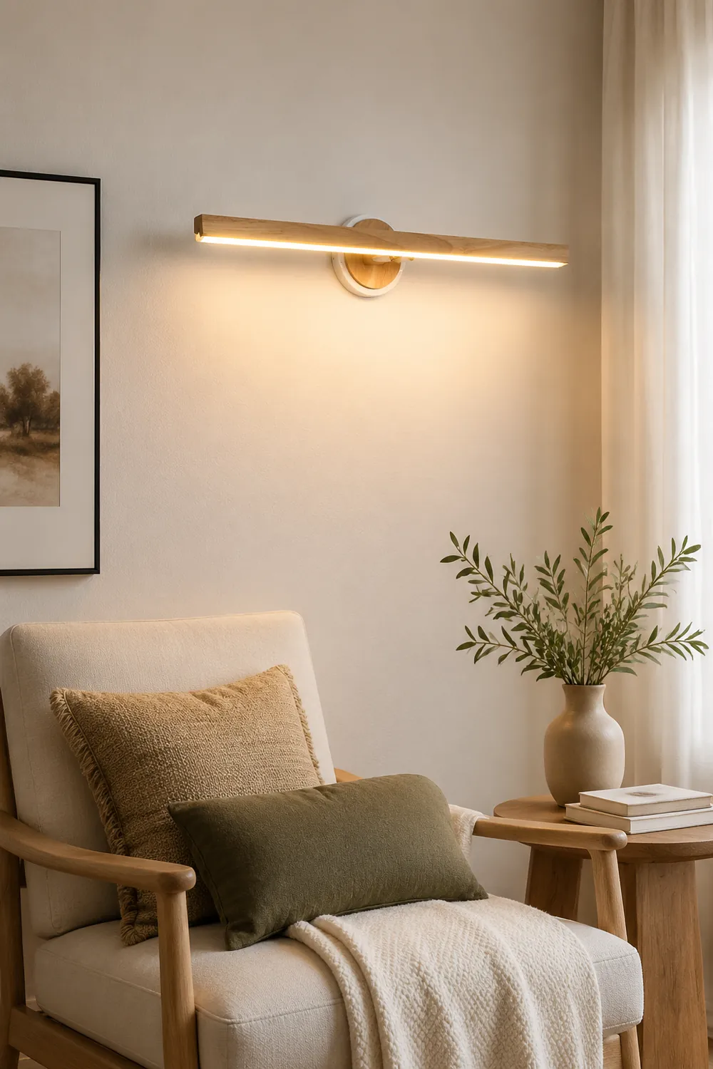 Ozawa Modern Linear Wooden Mirror Front Vanity Wall Lamp - Lumpaz