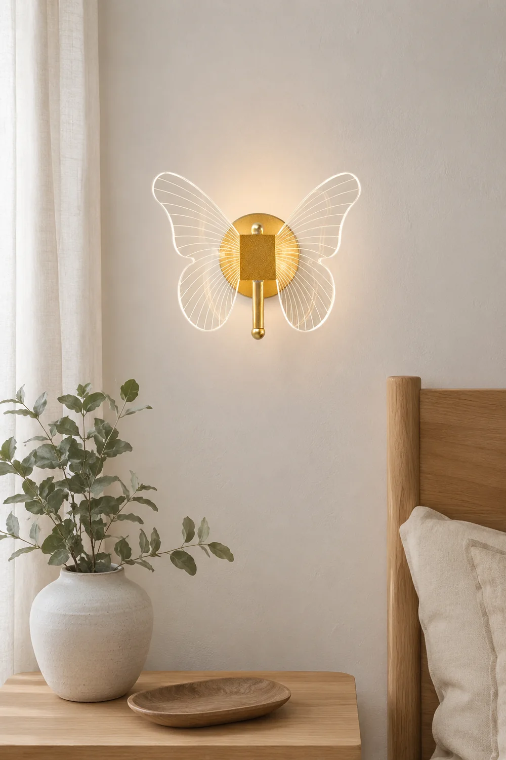 Kady Cute Butterfly Metal Wall Lamp, Gold - Lumpaz