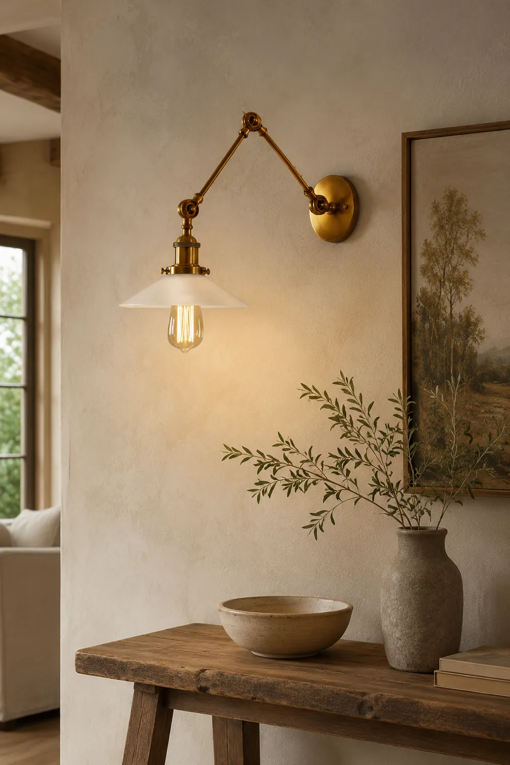 Alessio Wall Lamp Retro Saucer Lampshade Metal Adjustable 2 Color, Bedroom - Lumpaz