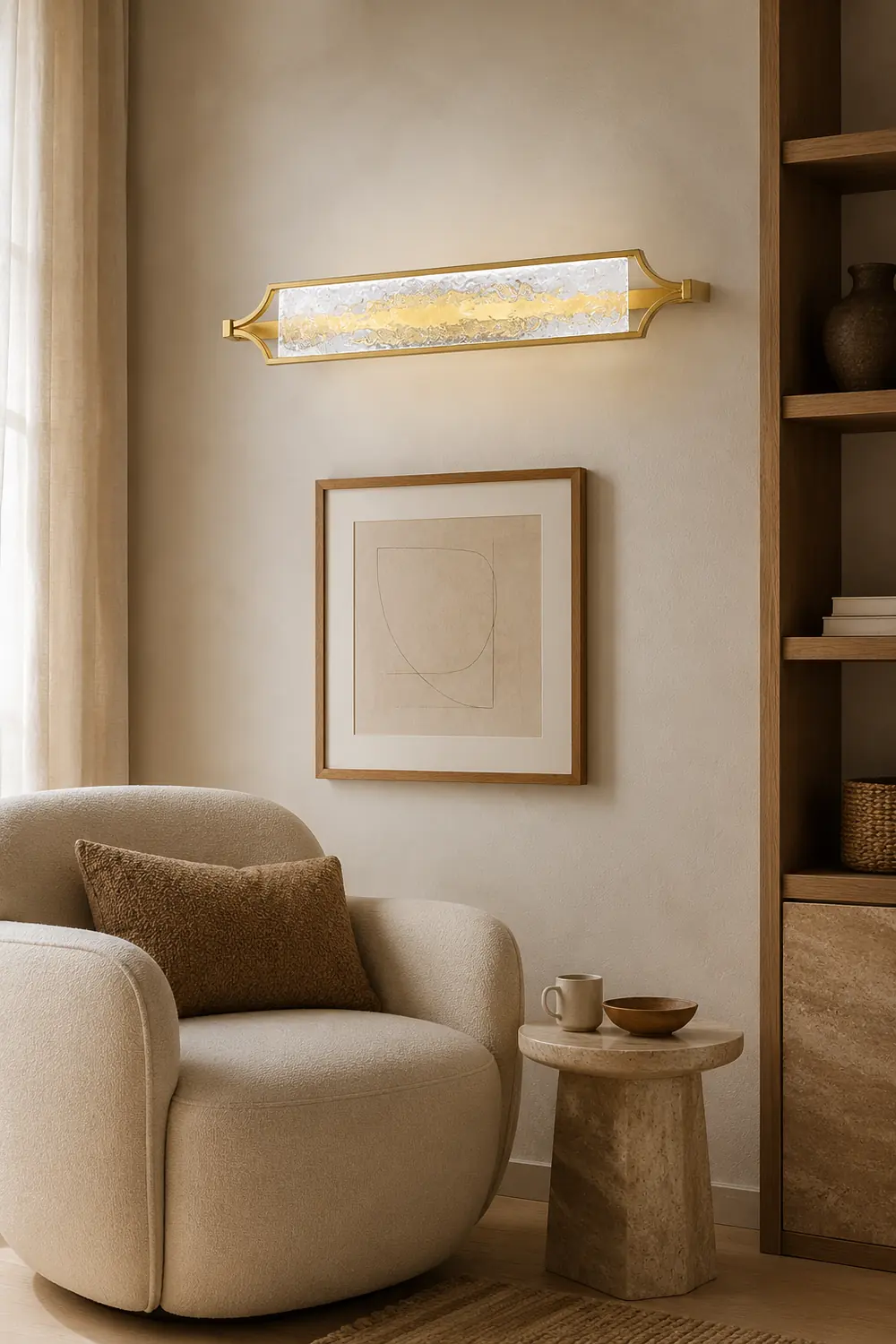 Leigh Wall Lamp Modern LED Mirror Front Vanity, White/Gold, Dining Room - Lumpaz