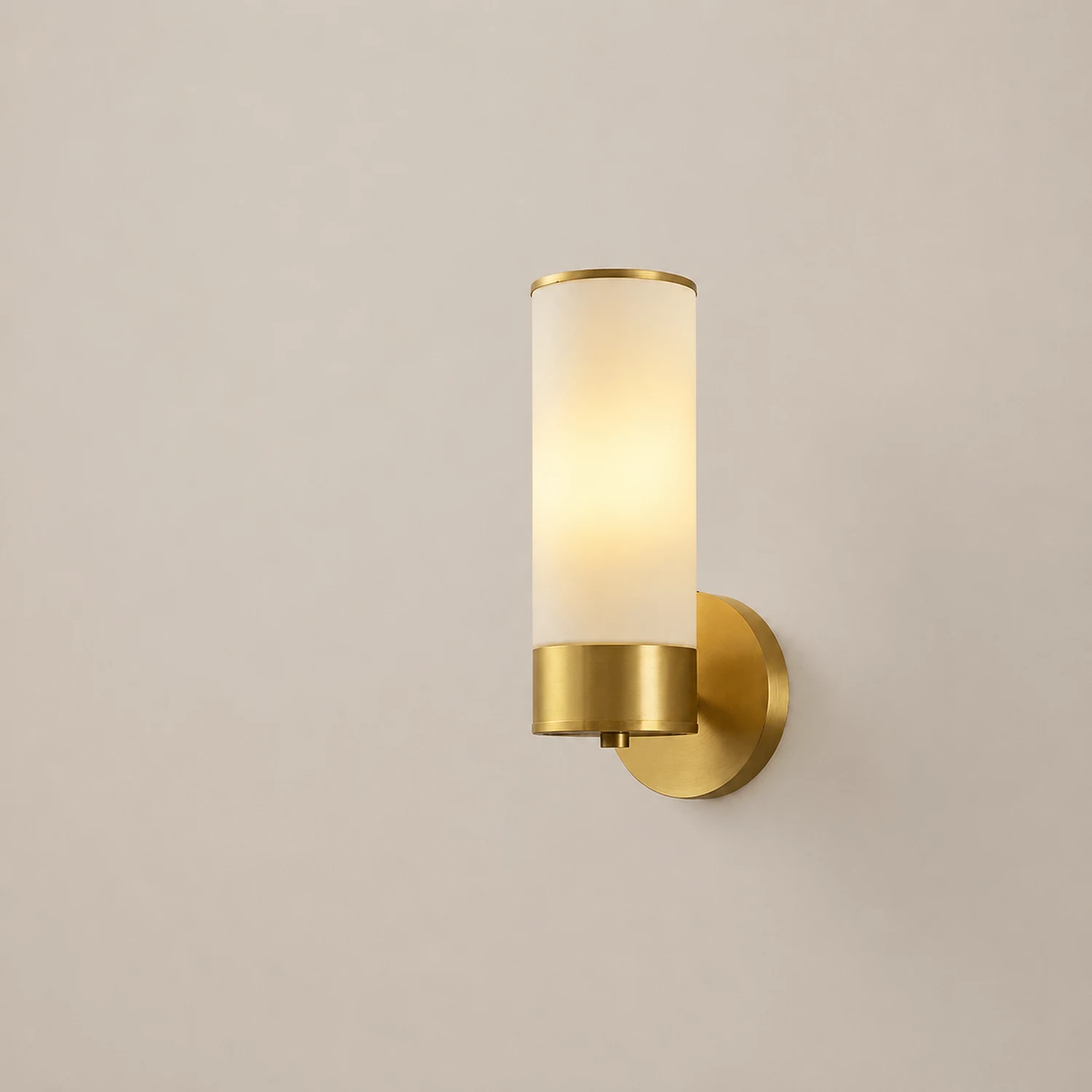 Leigh Vintage Cylinder Metal&Glass Bedside Lamp Wall Mounted, Brass - Lumpaz