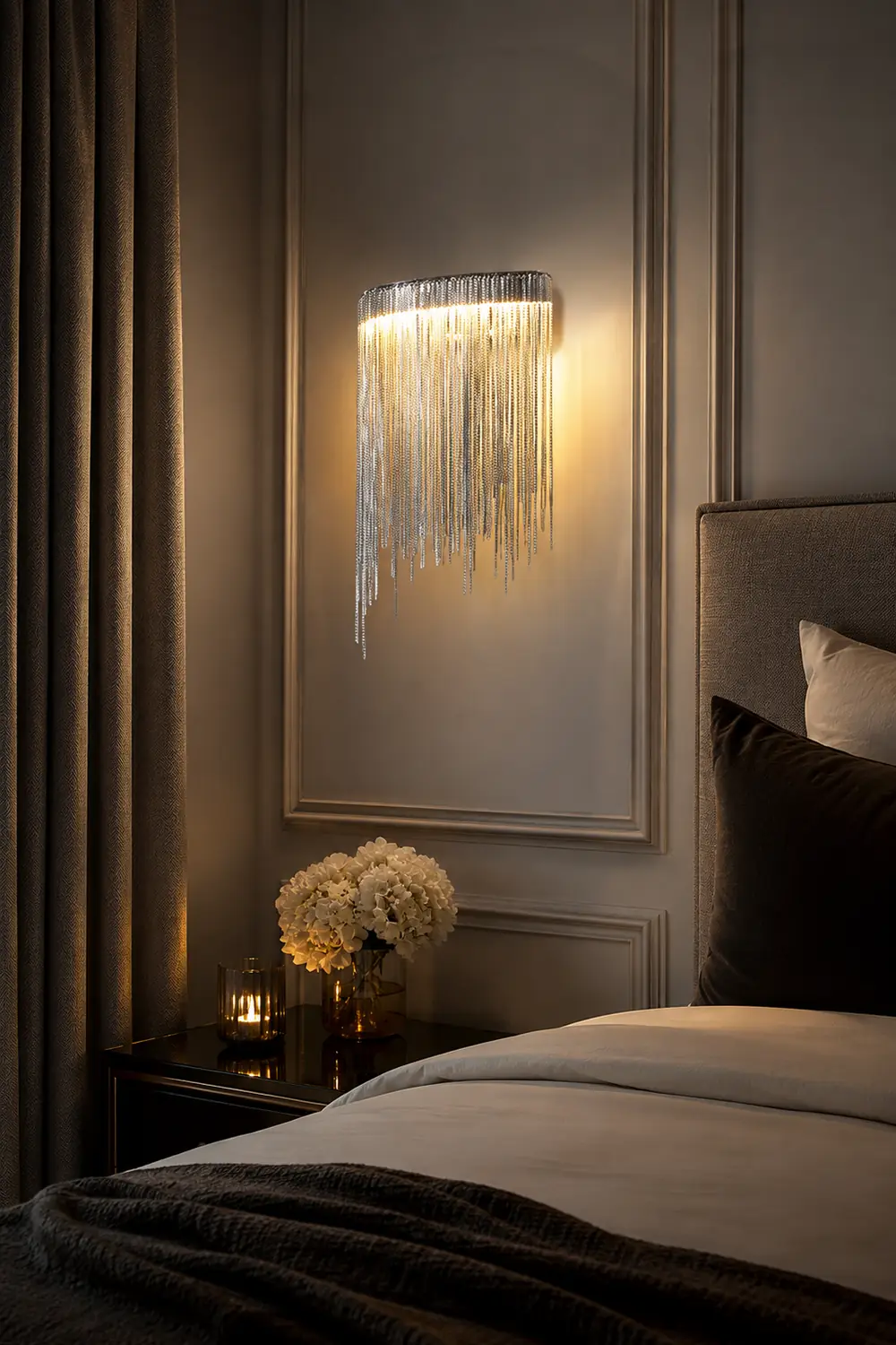 Colon Wall Lamp Decorative/Modern, Tassel Chain, Silver, Living Room - Lumpaz