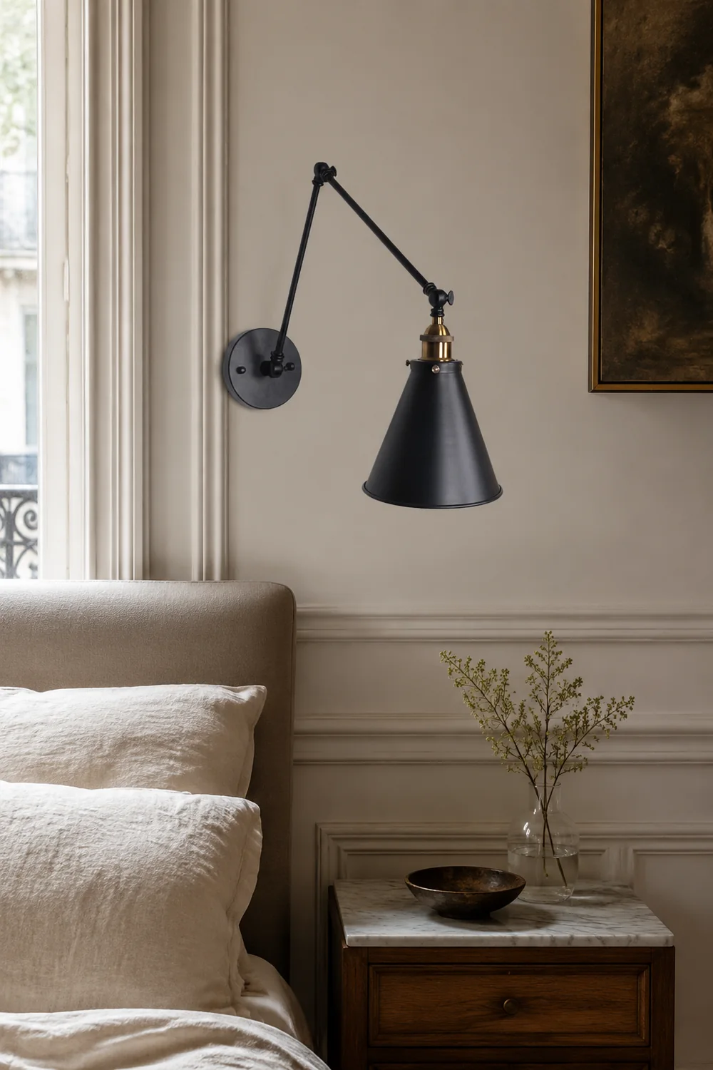 Brady Wall Lamp Minimalist, Tapered Adjustable Metal, 2-Color, Living Room - Lumpaz