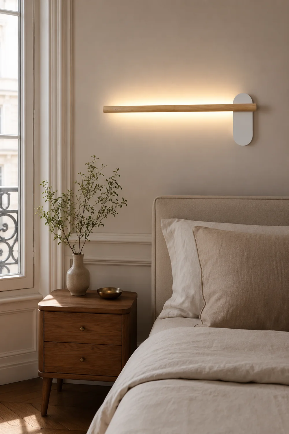 Ozawa Modern Linear Wood Wall Lamp In Living Room, Natural Light - Lumpaz