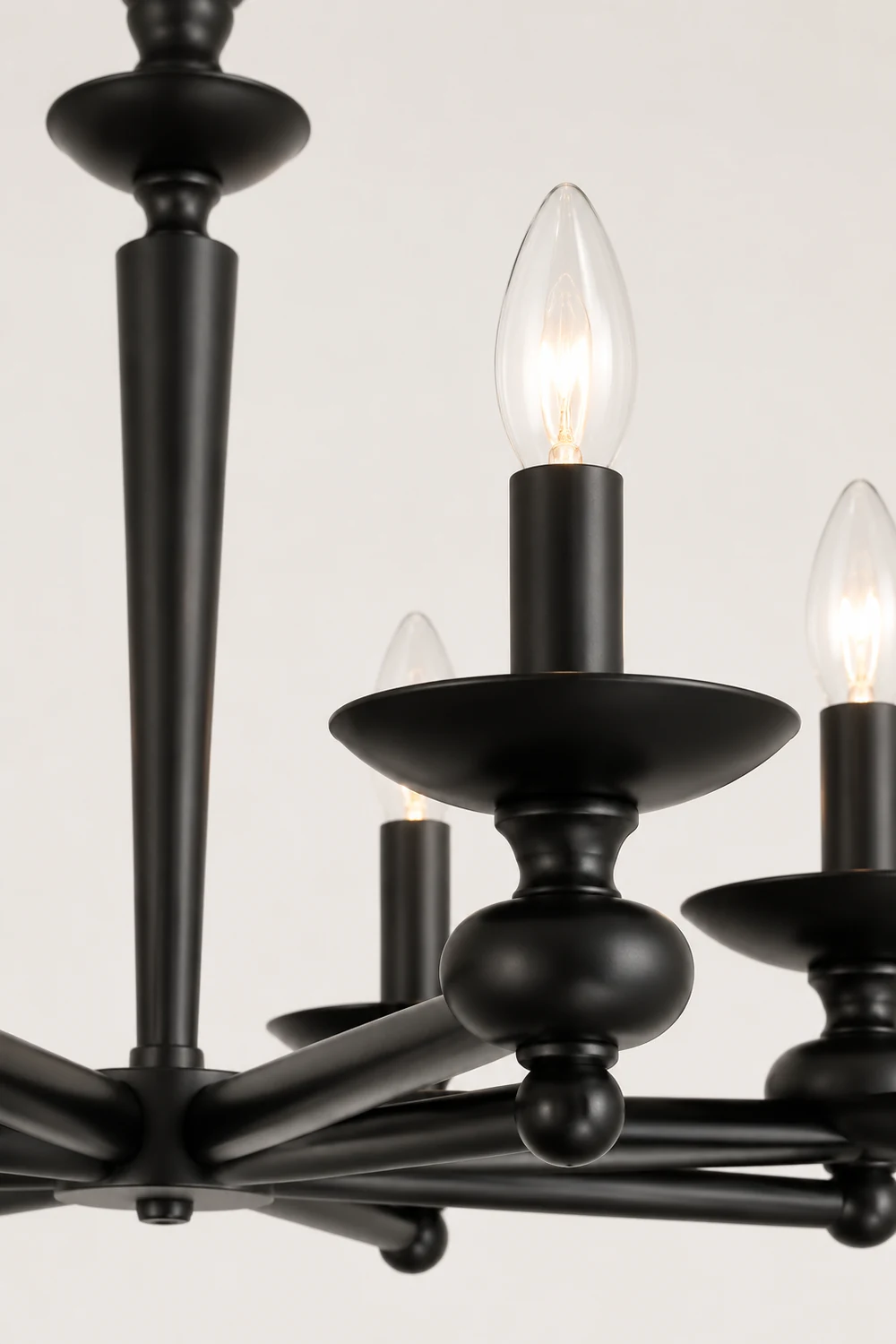Alessio Retro Candle Wall Lamp/Black Chandelier for Living Room, Dining Room - Lumpaz