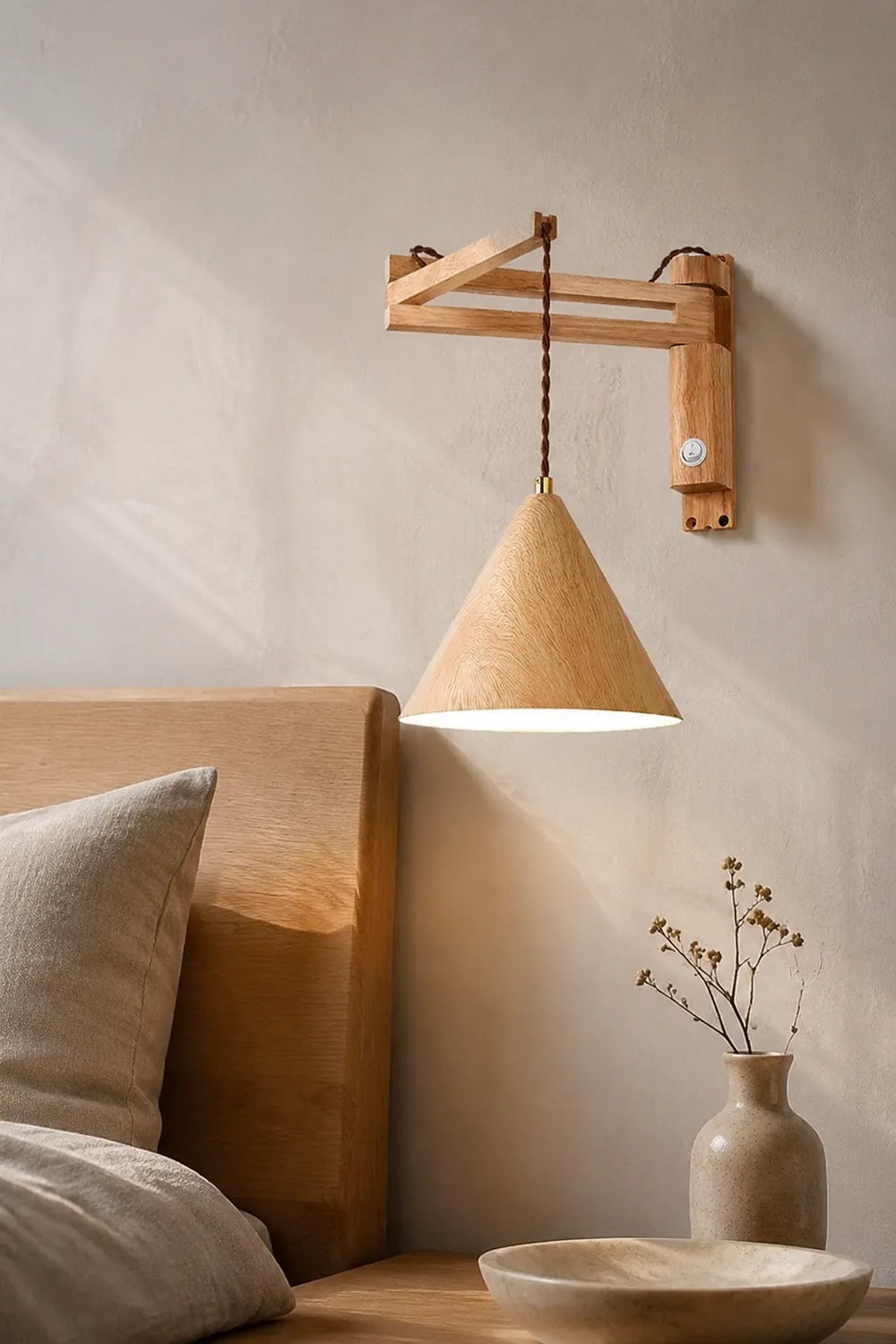 Ozawa Modern Adjustable Wall Lamp Wood/Metal 2 Color Bedroom - Lumpaz