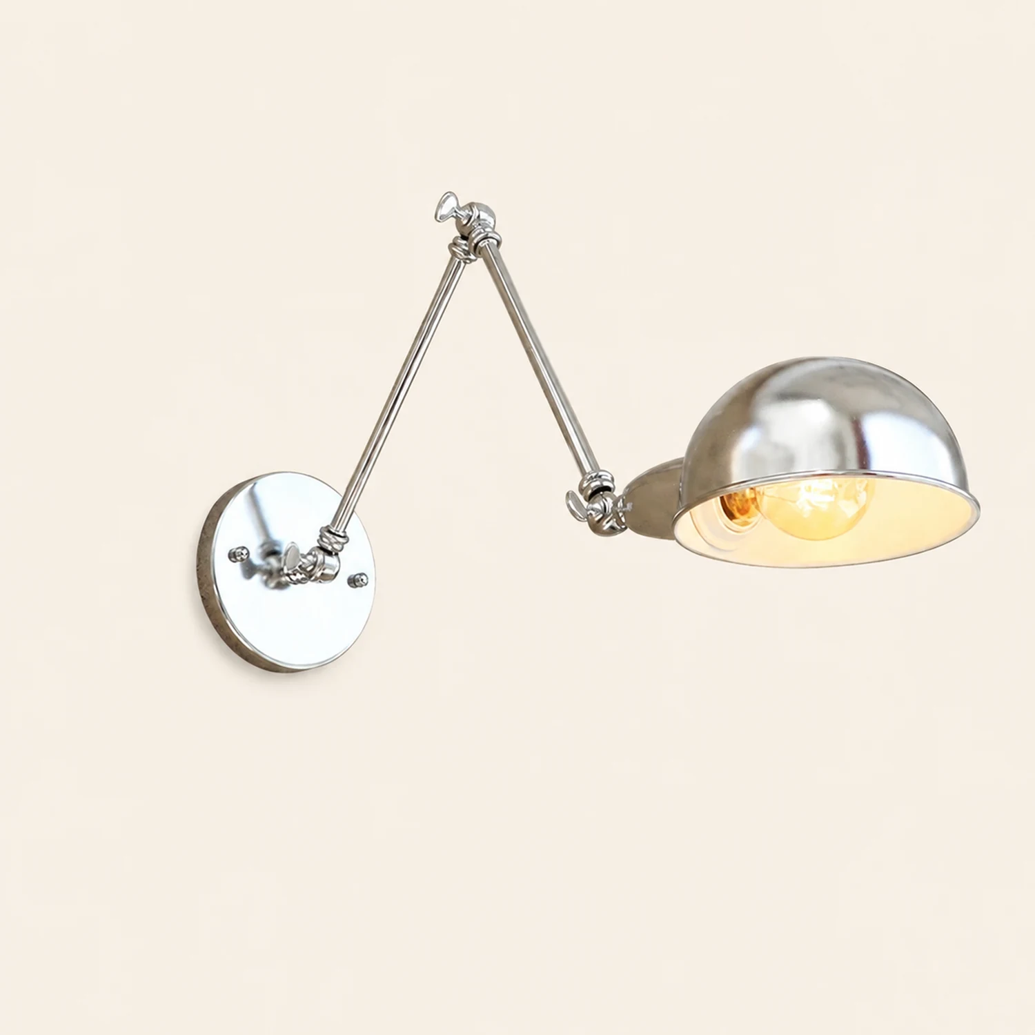 Brady Wall Lamp Dome Minimalist, Adjustable Metal, Silver, Bedroom - Lumpaz