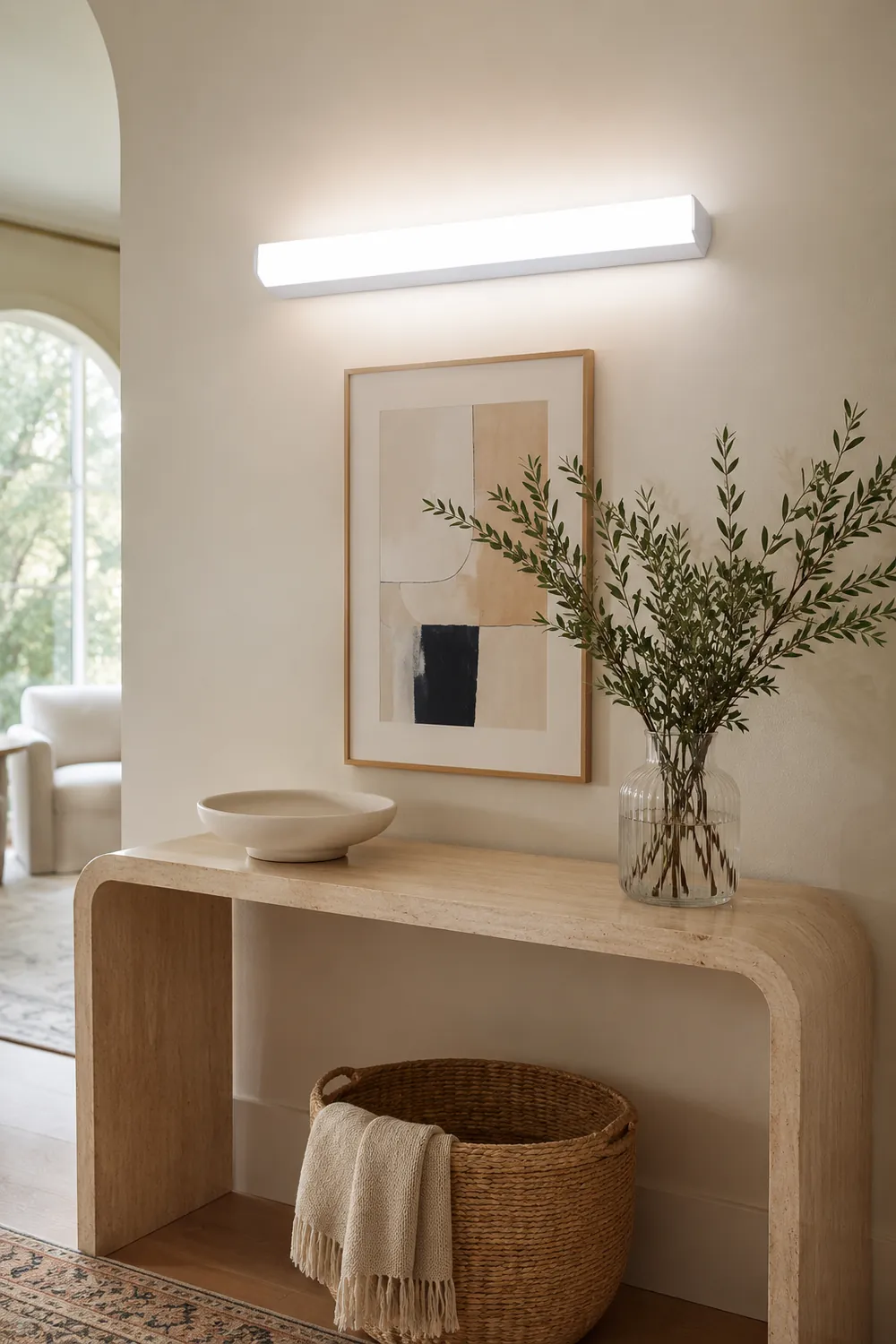 Leigh Modern Rectangular Acrylic Mirror Front Vanity Wall Lamp, White - Lumpaz