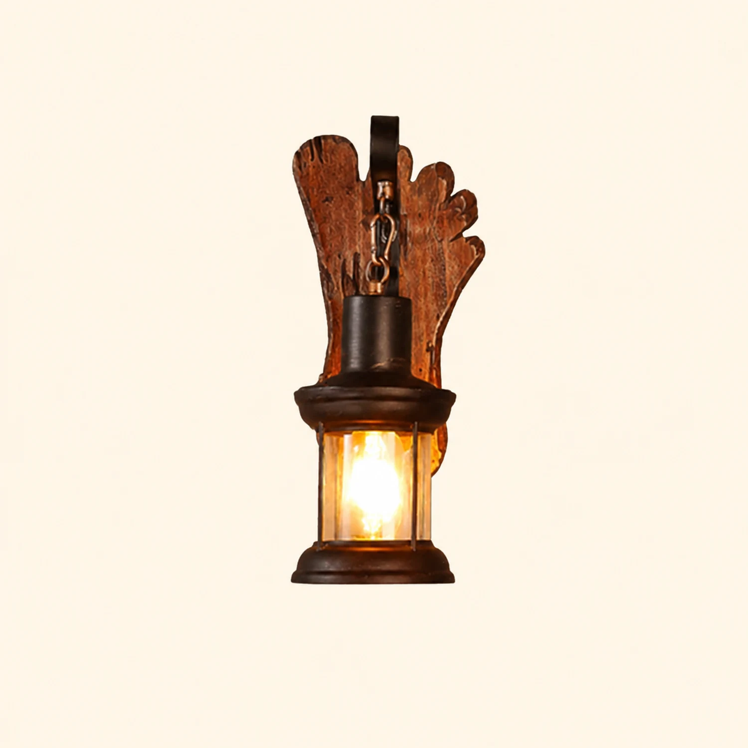 Austin Wall Lamp Foot Shape Vintage, Wood/Metal, Dining Room - Lumpaz