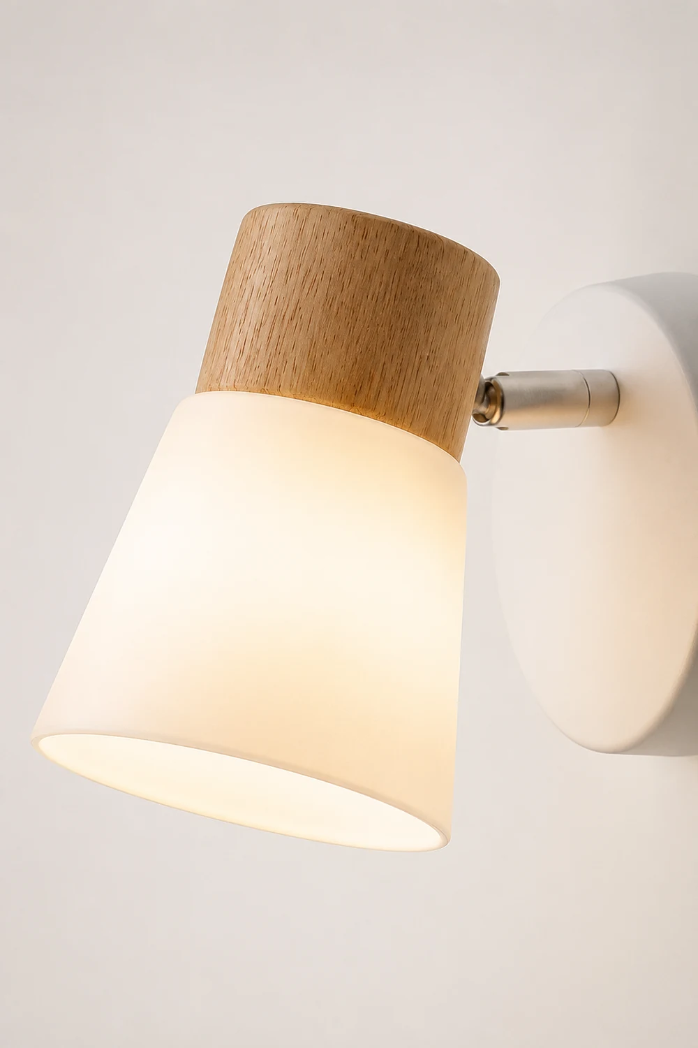 Ozawa Wall Lamp Nordic Vanity Mirror Front, Wood/Glass, White, Basement - Lumpaz