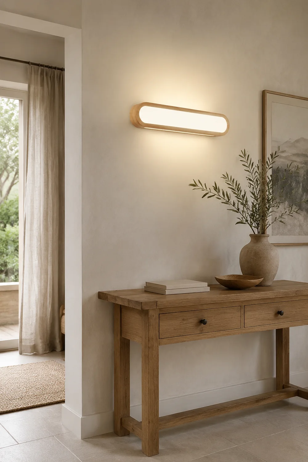 Ozawa Rectangular Wooden Energy Saving Oblong Wall Lamp - Lumpaz