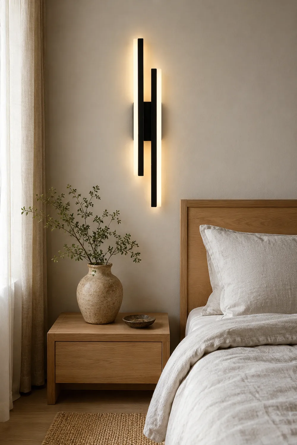 Alana Minimalist Geometric Wall Lamp, Acrylic/Metal, Black/White - Lumpaz