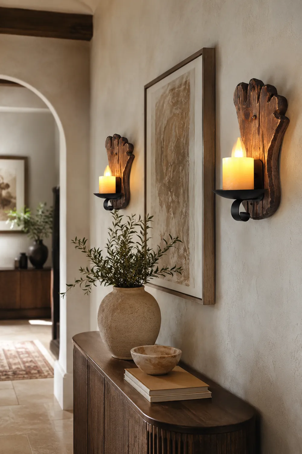 Austin Wall Lamp Foot Shape Vintage, Wood/Metal, Bedroom - Lumpaz